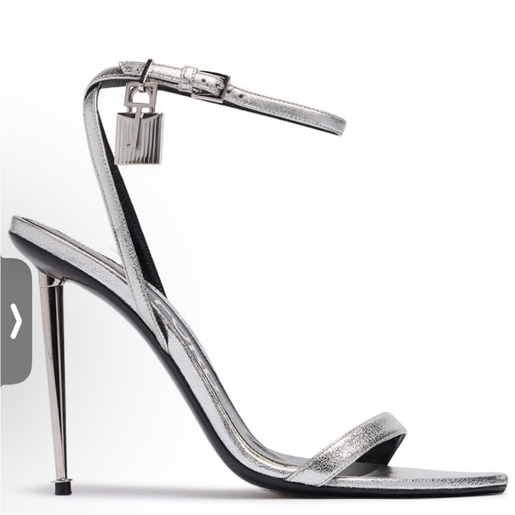 TOM FORD Silver Leather Padlock Sandals 105 size 40 - Picture 3 of 4